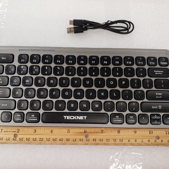 Tecknet TK-KB008 Bluetooth Keyboard Rechargeable Ultra Slim Wireless. Dark Grey - Picture 5 of 9